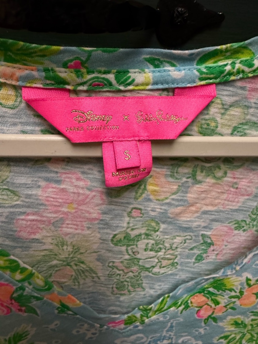 Lilly Pulitzer Disney Floral V-Neck Tee in Pink, Green & Blue - Picture 2 of 4
